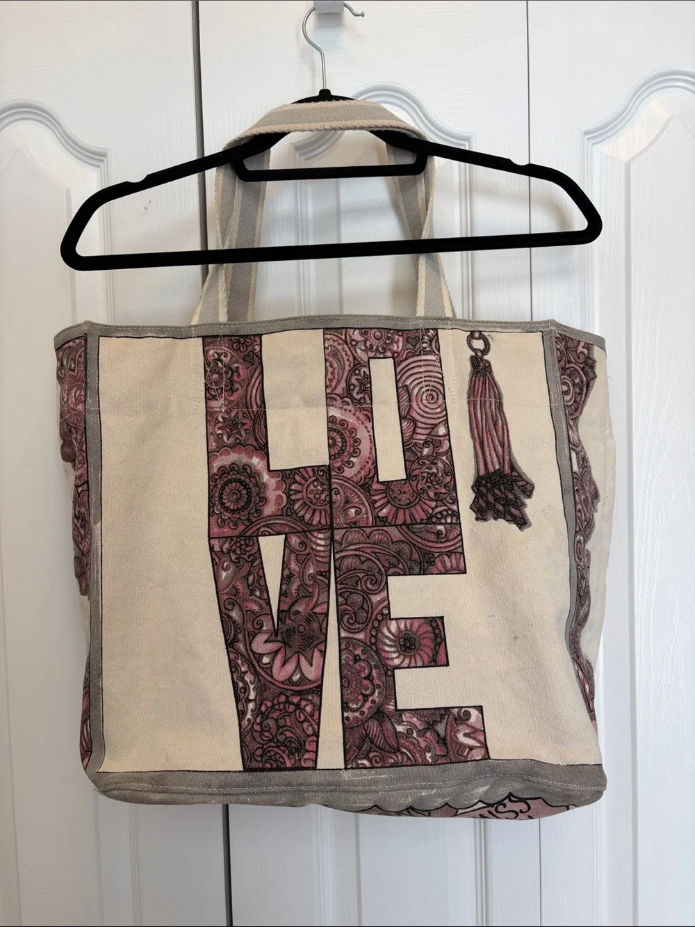 Brighton LOVE Love in Bloom Valentines Cream Canvas Tote Bag